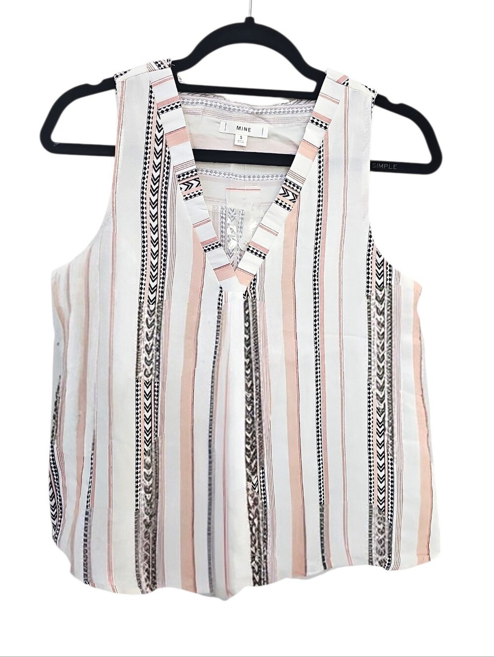 Anthropologie Mine Women's Striped Tank Top Pink Size S New Sleeveless V-Neck